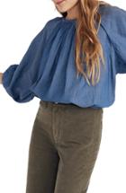 Women's Madewell Denim Tie Back Top, Size - Blue