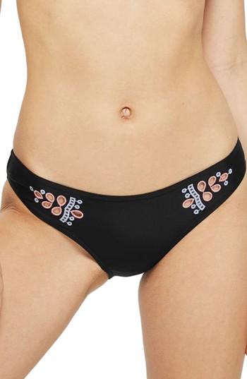 Women's Topshop Cutout Bikini Bottoms Us (fits Like 0) - Black