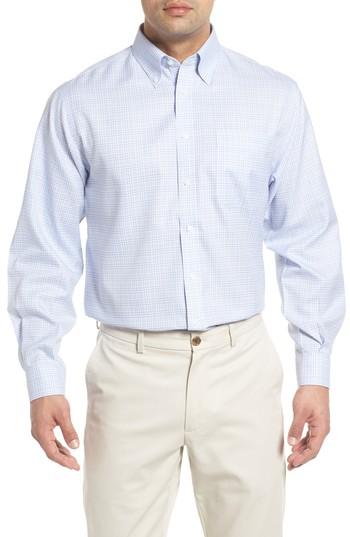 Men's Nordstrom Men's Shop Smartcare(tm) Classic Fit Plaid Dress Shirt .5 32/33 - Blue
