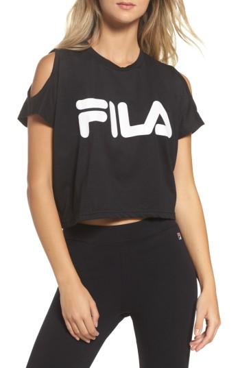 Women's Fila Nikki Cold Shoulder Crop Tee - Black