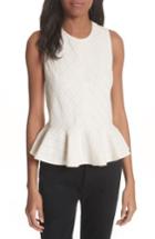 Women's Rebecca Taylor Textured Stripe Peplum Top - Beige