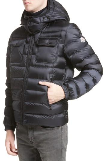 Men's Moncler Valence Hooded Down Coat - Blue