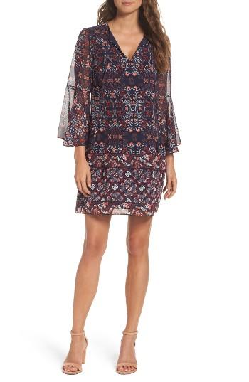Women's Vince Camuto Chiffon Bell Sleeve Dress - Blue