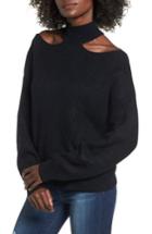 Women's Woven Heart Cutout Turtleneck Sweater