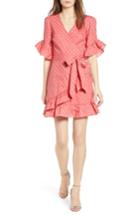 Women's Love, Fire Ruffle Faux Wrap Dress - Red