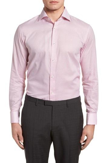 Men's Bugatchi Trim Fit Dot Dress Shirt .5 - Red