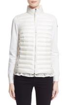 Women's Moncler 'maglia' Flutter Hem Mixed Media Down Jacket