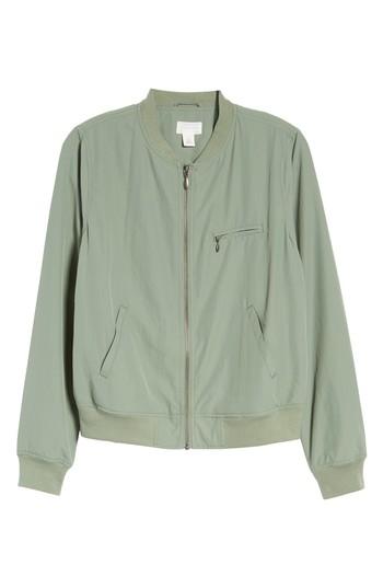Petite Women's Caslon Bomber Jacket, Size P - Green