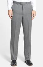 Men's Berle Self Sizer Waist Flat Front Wool Gabardine Trousers