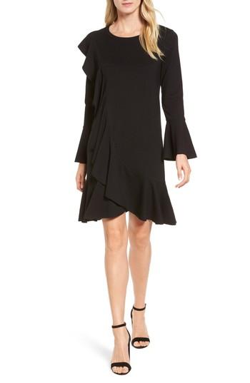 Women's Halogen Ruffle Detail Knit Dress - Black