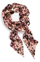 Women's Sole Society Floral Print Skinny Scarf, Size - Black