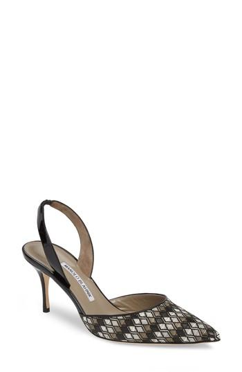 Women's Manolo Blahnik 'carolyne' Pointy Toe Slingback Pump Us / 41eu - Black