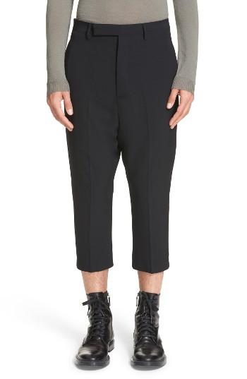 Men's Rick Owens Drop Crotch Crop Pants Eu - Black