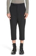 Men's Rick Owens Drop Crotch Crop Pants Eu - Black