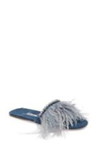 Women's Miu Miu Feather Embellished Slide Sandal Us / 35eu - Blue