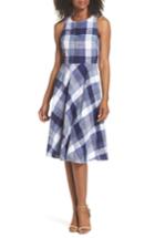 Women's Eliza J Check Fit & Flare Dress - Blue