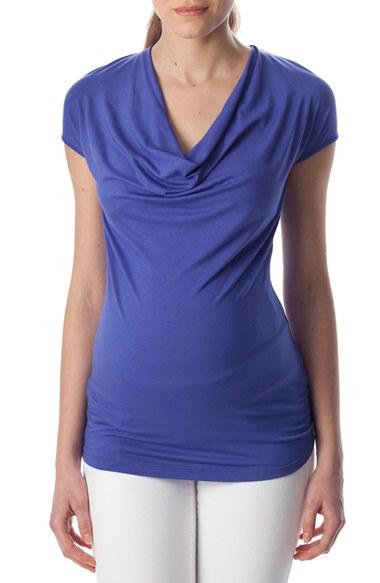 Women's Pietro Brunelli 'ginestra' Cowl Neck Maternity/nursing Tunic - Blue
