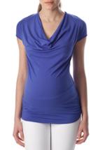 Women's Pietro Brunelli 'ginestra' Cowl Neck Maternity/nursing Tunic - Blue