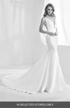 Women's Atelier Pronovias Racimo V-back Crepe Mermaid Gown, Size In Store Only - Ivory