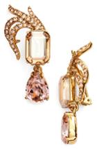 Women's Oscar De La Renta Pave Swarovski Crystal Leaf Clip Earrings
