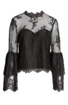 Women's Cupcakes And Cashmere Lace Layered Bell Sleeve Blouse - Black