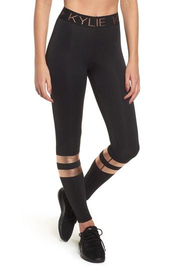Women's Kendall + Kylie Metallic Banded Leggings - Black
