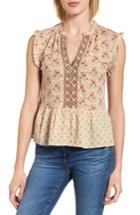 Women's Lucky Brand Mix Print Peplum Top - Ivory