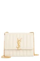 Women's Saint Laurent Vicky Patent Leather Wallet On A Chain - White