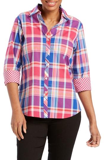 Women's Foxcroft Mary Madras Plaid Shirt - Blue
