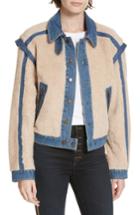 Women's Veronica Beard Potter Fleece & Denim Jacket - Beige