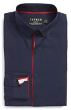 Men's Topman Slim Fit Taped Shirt, Size - Blue