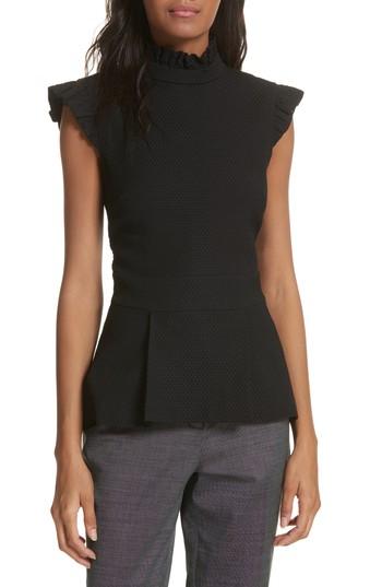 Women's Ted Baker London Ruffle Neck Peplum Top - Black
