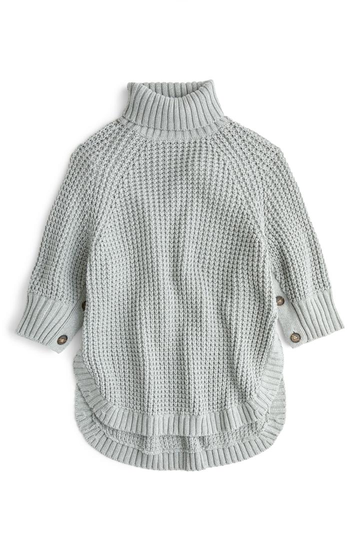 Women's J.crew Button Sleeve Turtleneck Poncho, Size - Grey