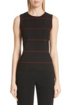Women's St. John Collection Textured Stripe Sleeveless Top, Size - Black
