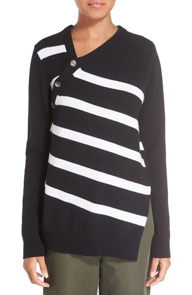 Women's Proenza Schouler Cashmere & Cotton Asymmetrical Neck Pullover