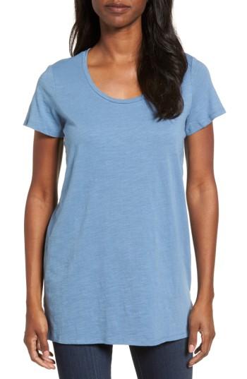 Women's Eileen Fisher U-neck Organic Cotton Tee - Blue