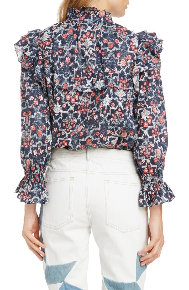 Women's Isabel Marant Etoile Tedy Floral Print Linen Blouse
