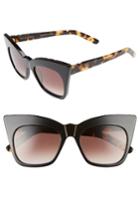 Women's Pared Kohl & Kaftans 52mm Cat Eye Sunglasses - Black/ Brown