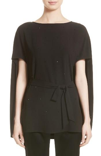 Women's St. John Collection Satin-back Crepe Cape Top, Size - Black