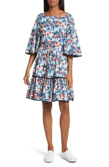 Women's Milly Hibiscus Print Fit & Flare Dress - Blue