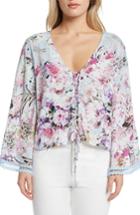 Women's Willow & Clay Print Lace-up Top, Size - Purple