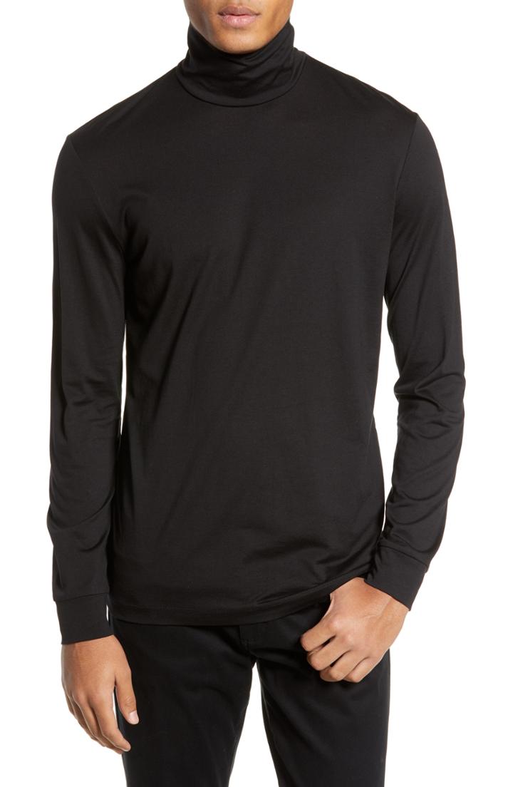 Men's Theory Plaito Turtleneck, Size - Black