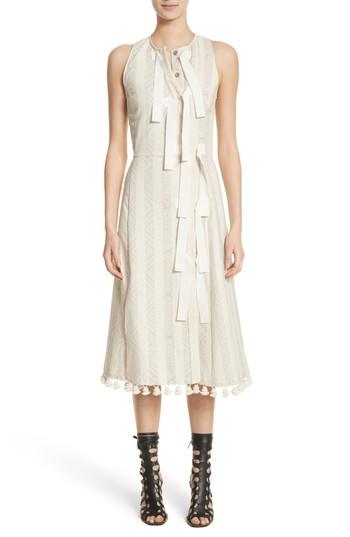 Women's Altuzarra Grosgrain Tie Stripe Dress Us / 34 Fr - White