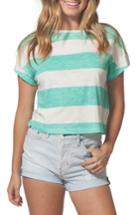 Women's Rip Curl Frothing Box Stripe Crop Tee - Green