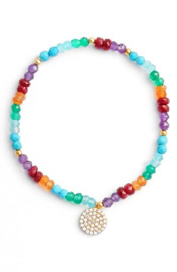 Women's Argento Vivo Pave Disc Beaded Stretch Bracelet