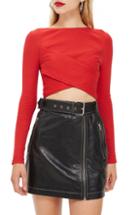 Women's Topshop Wrap Rib Crop Top Us (fits Like 0-2) - Ivory