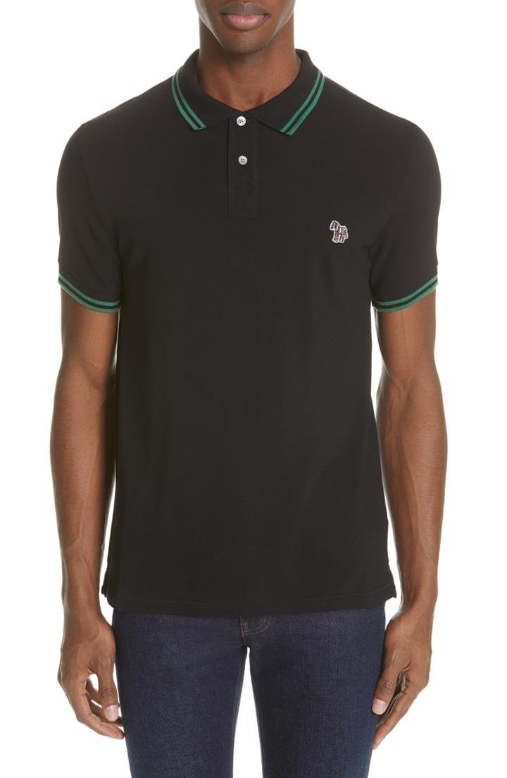 Men's Ps Paul Smith Piped Collar Polo - Black