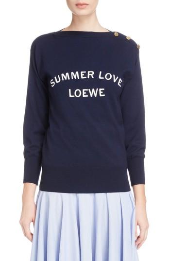 Women's Loewe Summer Love Boatneck Sweater - Blue