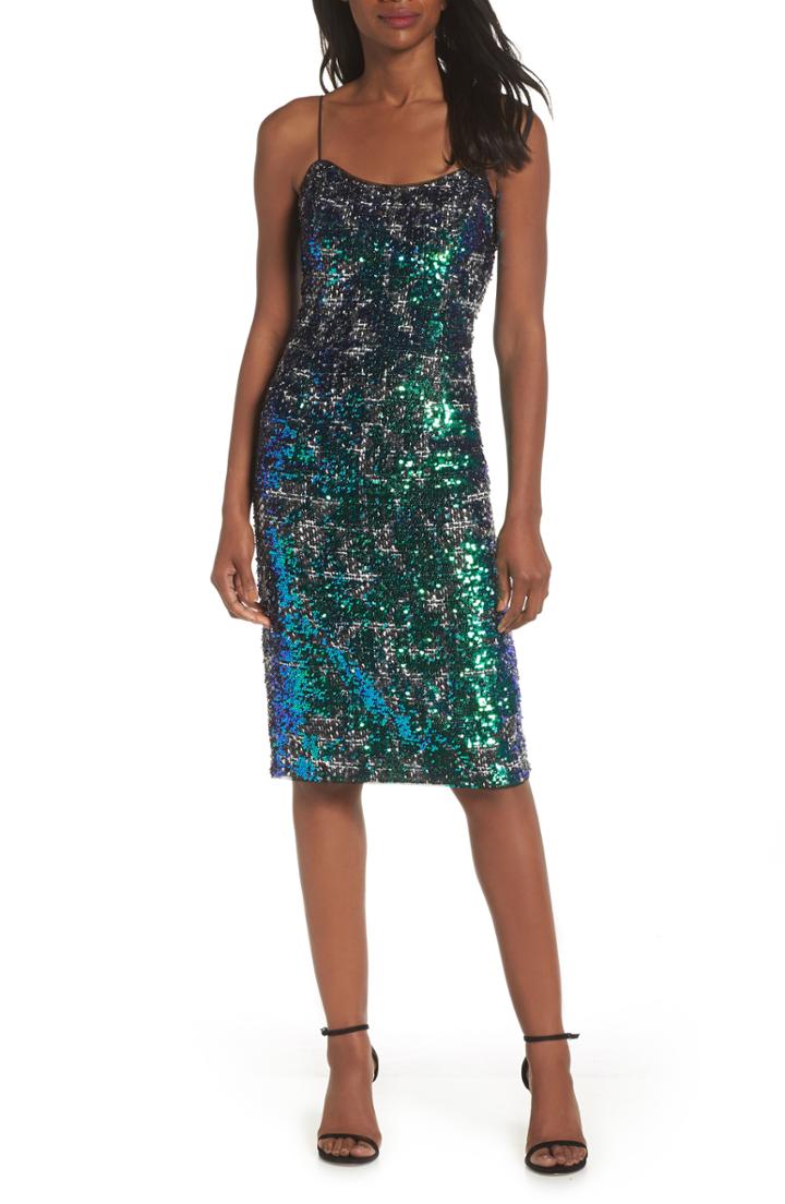 Women's Adrianna Papell Sequin Tweed Dress - Green