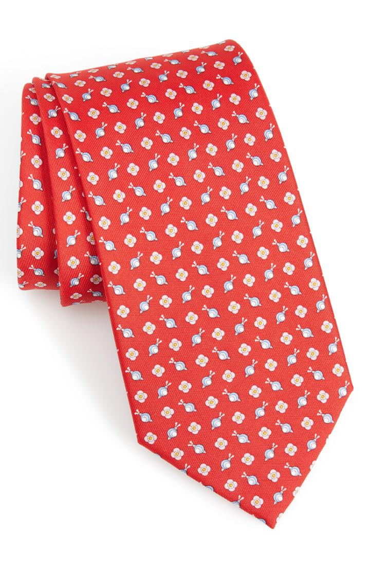 Men's Salvatore Ferragamo Giuly Print Silk Tie, Size - Red